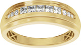 14K Yellow Gold 1/2 CTW Lab-Grown Diamond Stepped-Edge Tapered Band