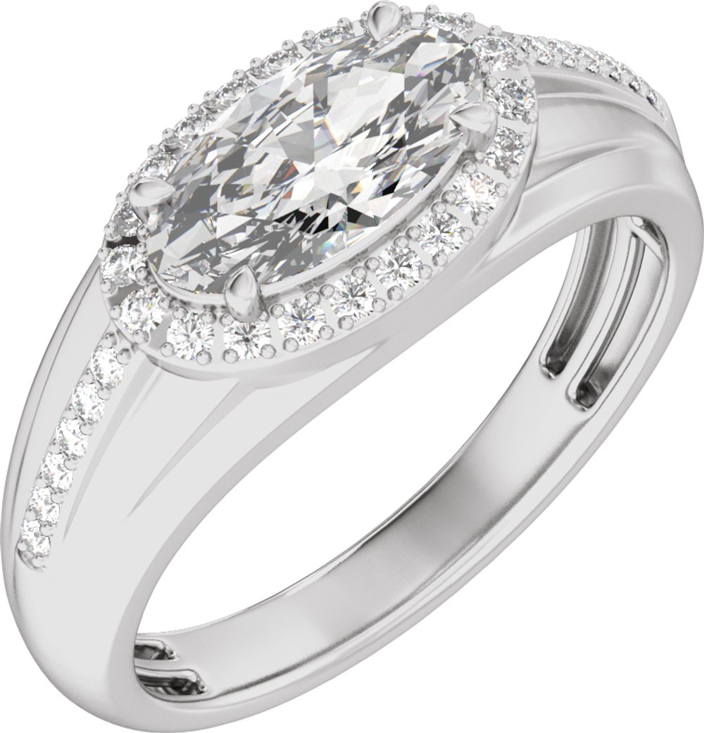 14K White Gold 1 3/4 CTW Lab-Grown Diamond Halo-Style Tapered Band