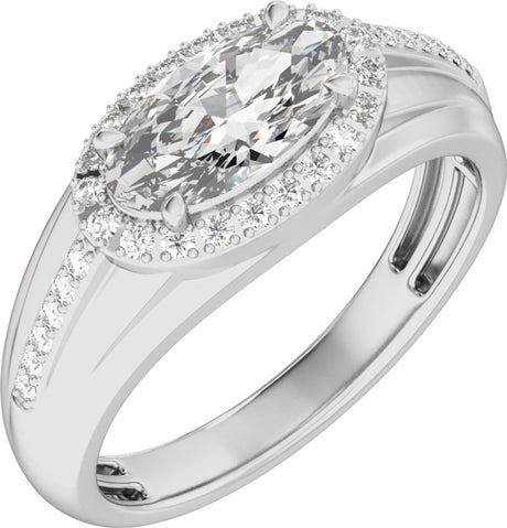 14K White Gold 1 3/4 CTW Lab-Grown Diamond Halo-Style Tapered Band