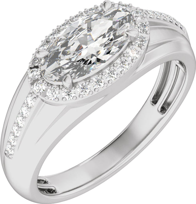 14K White Gold 1 3/4 CTW Lab-Grown Diamond Halo-Style Tapered Band