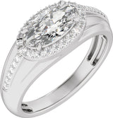 14K White Gold 1 3/4 CTW Lab-Grown Diamond Halo-Style Tapered Band