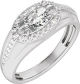 14K White 1 3/4 CTW Lab-Grown Diamond Halo-Style Tapered Band