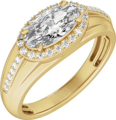 14K Yellow Gold 1 3/4 CTW Lab-Grown Diamond Halo-Style Tapered Band