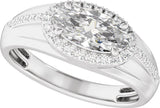 14K White 1 3/4 CTW Lab-Grown Diamond Halo-Style Tapered Band