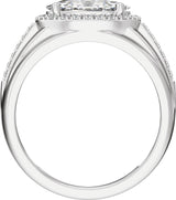 14K White 1 3/4 CTW Lab-Grown Diamond Halo-Style Tapered Band