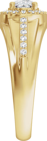 14K Yellow Gold 1 3/4 CTW Lab-Grown Diamond Halo-Style Tapered Band