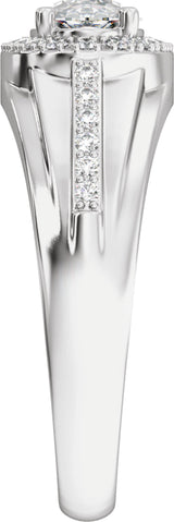 14K White Gold 1 3/4 CTW Lab-Grown Diamond Halo-Style Tapered Band