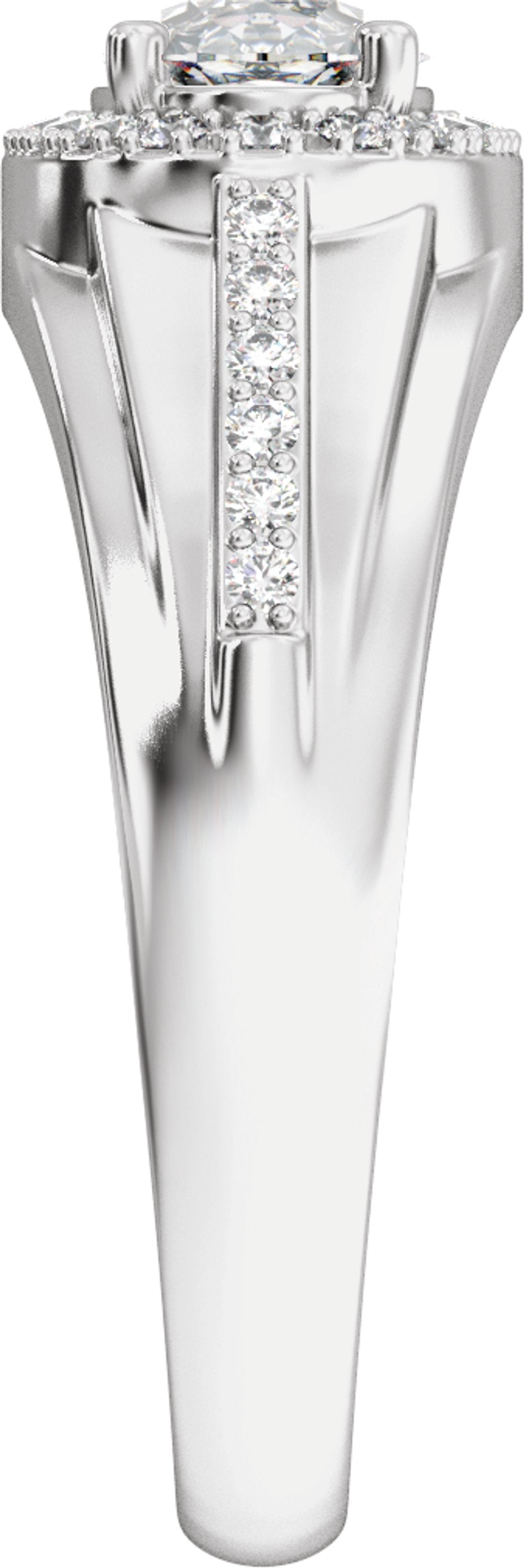 14K White Gold 1 3/4 CTW Lab-Grown Diamond Halo-Style Tapered Band