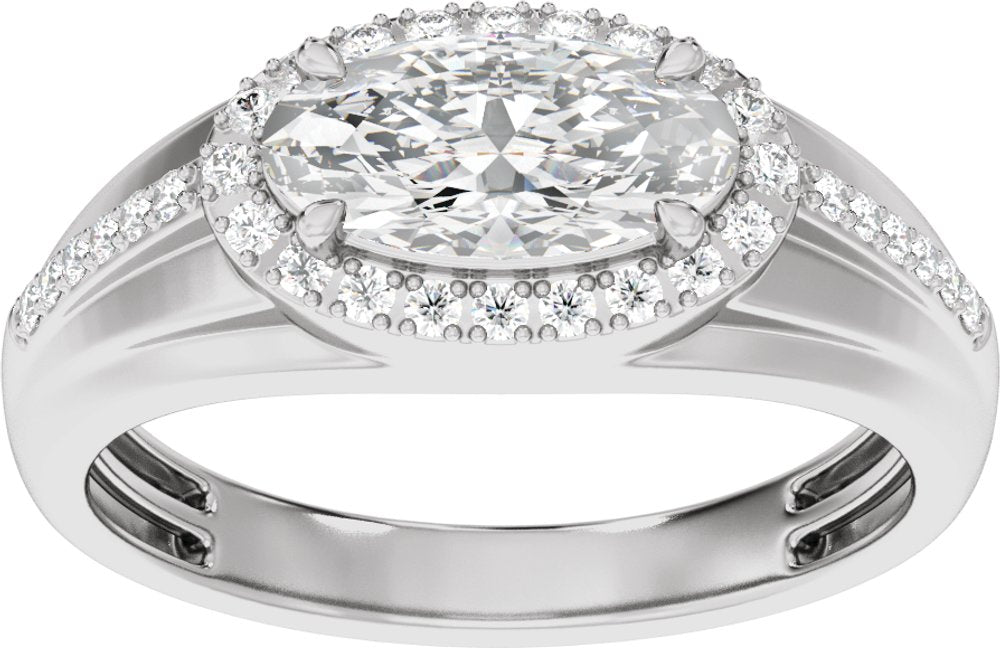 14K White 1 3/4 CTW Lab-Grown Diamond Halo-Style Tapered Band