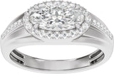 14K White 1 3/4 CTW Lab-Grown Diamond Halo-Style Tapered Band