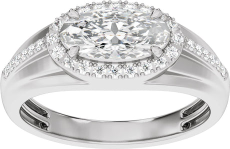 14K White Gold 1 3/4 CTW Lab-Grown Diamond Halo-Style Tapered Band