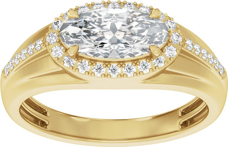 14K Yellow Gold 1 3/4 CTW Lab-Grown Diamond Halo-Style Tapered Band