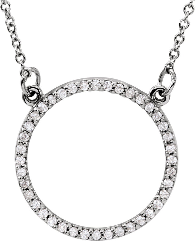 14K White 1/5 CTW Lab-Grown Diamond Circle 16" Necklace