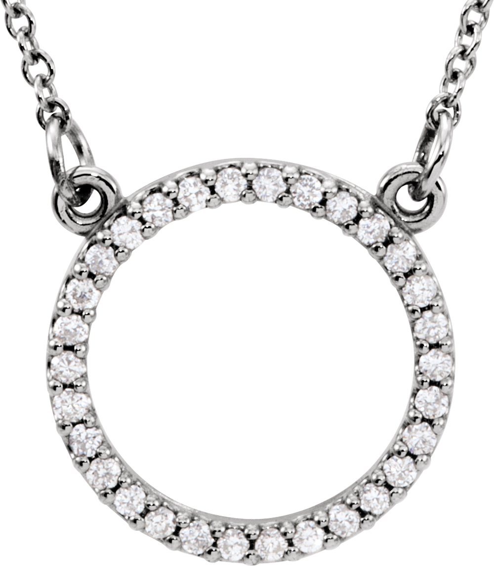 14K White 1/8 CTW Natural Diamond Circle 16" Necklace