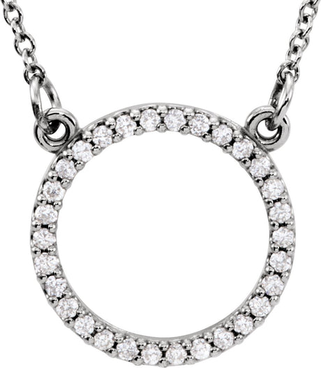14K White Gold 1/8 CTW Natural Diamond Circle 16" Necklace