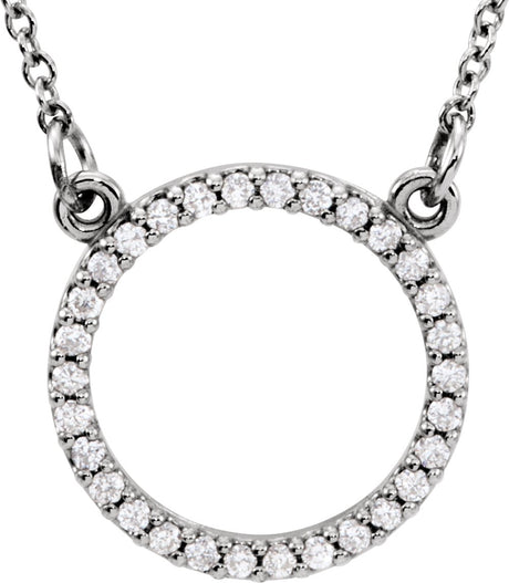 14K White 1/8 CTW Lab-Grown Diamond Circle 16" Necklace