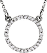 14K White Gold 1/8 CTW Natural Diamond Circle 16" Necklace