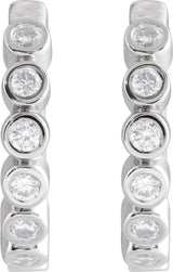 Sterling Silver 1/5 CTW Natural Diamond 12.24 mm Hinged Hoop Earrings