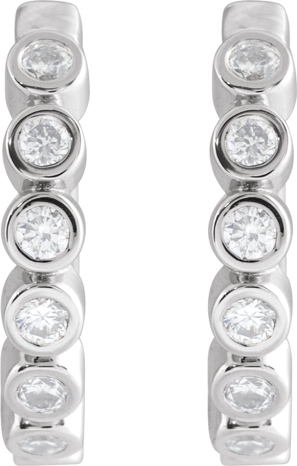 14K White 1/5 CTW Natural Diamond 12.24 mm Hinged Hoop Earrings