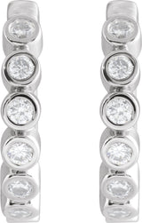 14K White 1/5 CTW Natural Diamond 12.24 mm Hinged Hoop Earrings