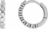Sterling Silver 1/5 CTW Natural Diamond 12.24 mm Hinged Hoop Earrings