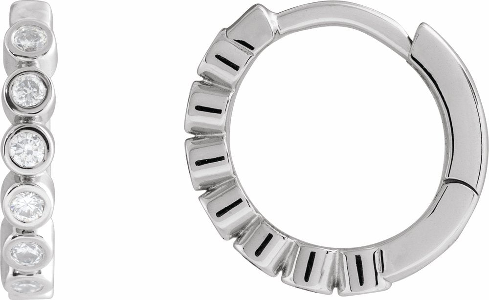 14K White Gold 1/4 CTW Lab-Grown Diamond Hinged Hoop Earrings