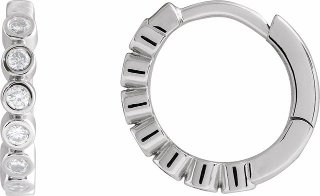 14K White Gold 1/4 CTW Lab-Grown Diamond Hinged Hoop Earrings