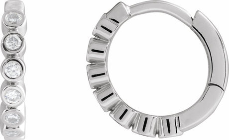 14K White Gold 1/4 CTW Lab-Grown Diamond Hinged Hoop Earrings