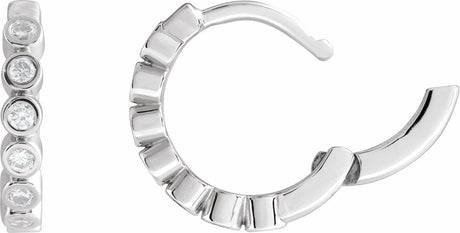 Sterling Silver 1/5 CTW Natural Diamond 12.24 mm Hinged Hoop Earrings