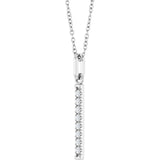 14K White Gold 1/8 CTW Natural Diamond Bar 16-18" Necklace