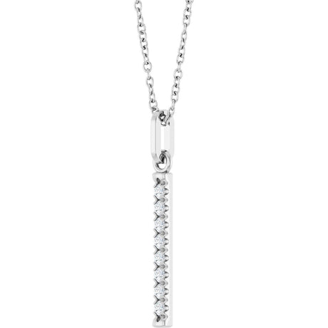 14K White Gold 1/8 CTW Natural Diamond Bar 16-18" Necklace