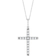 14K White Gold 3/4 CTW Lab-Grown Diamond French-Set Cross 16-18" Necklace