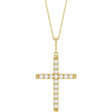14K Yellow Gold 3/4 CTW Natural Diamond French-Set Cross 16-18" Necklace