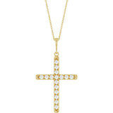 14K Yellow Gold 3/4 CTW Natural Diamond French-Set Cross 16-18" Necklace