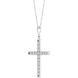 14K White Gold 3/4 CTW Lab-Grown Diamond French-Set Cross 16-18" Necklace