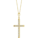 14K Yellow Gold 3/4 CTW Natural Diamond French-Set Cross 16-18" Necklace