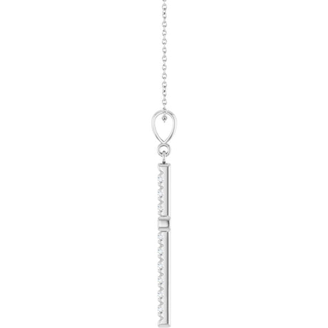 14K White Gold 3/4 CTW Lab-Grown Diamond French-Set Cross 16-18" Necklace