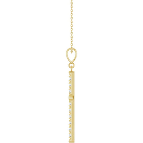 14K Yellow Gold 3/4 CTW Natural Diamond French-Set Cross 16-18" Necklace