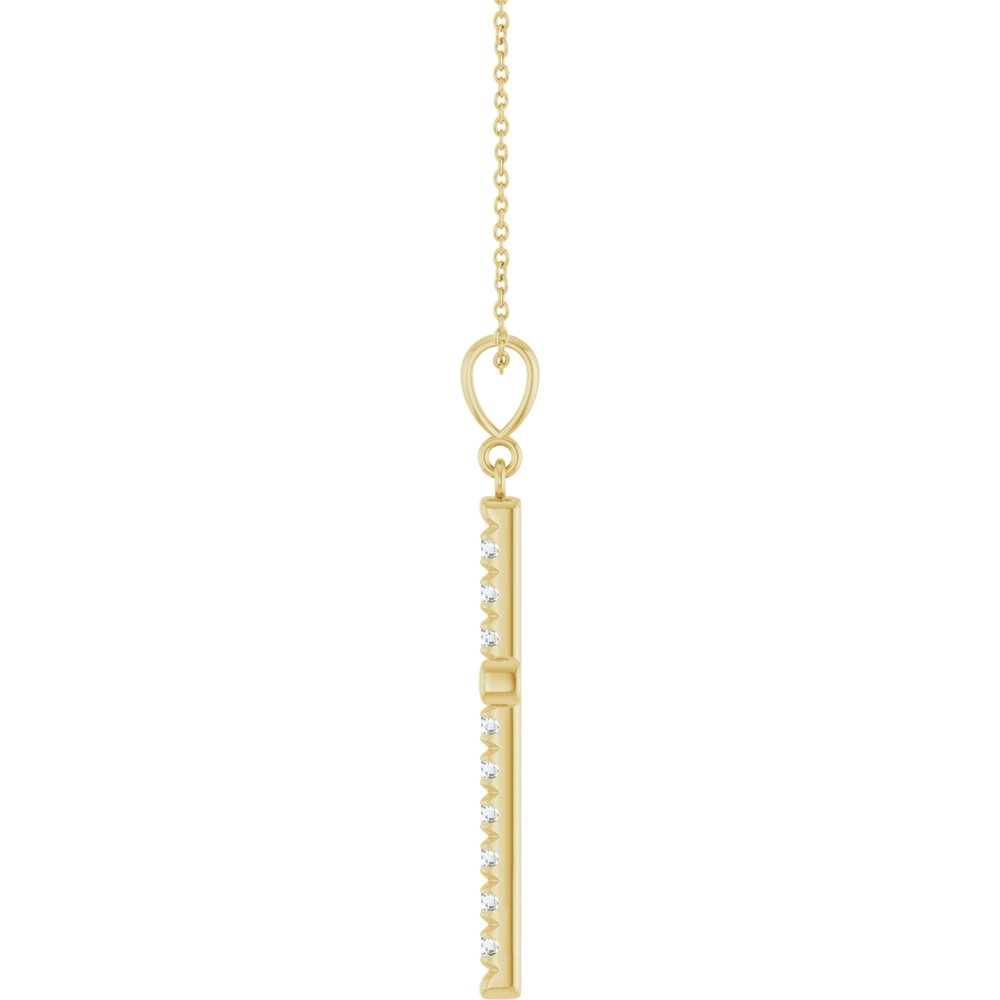 14K Yellow Gold 3/4 CTW Lab-Grown Diamond French-Set Cross 16-18" Necklace