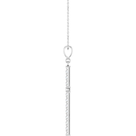 14K White Gold 1 CTW Lab-Grown Diamond French-Set Cross 16-18" Necklace