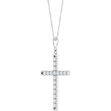 14K White Gold 1 CTW Lab-Grown Diamond French-Set Cross 16-18" Necklace