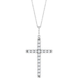 14K White Gold 1 CTW Lab-Grown Diamond French-Set Cross 16-18" Necklace