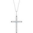 14K White Gold 1 CTW Lab-Grown Diamond French-Set Cross 16-18" Necklace