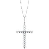 14K White Gold 1 CTW Lab-Grown Diamond French-Set Cross 16-18" Necklace