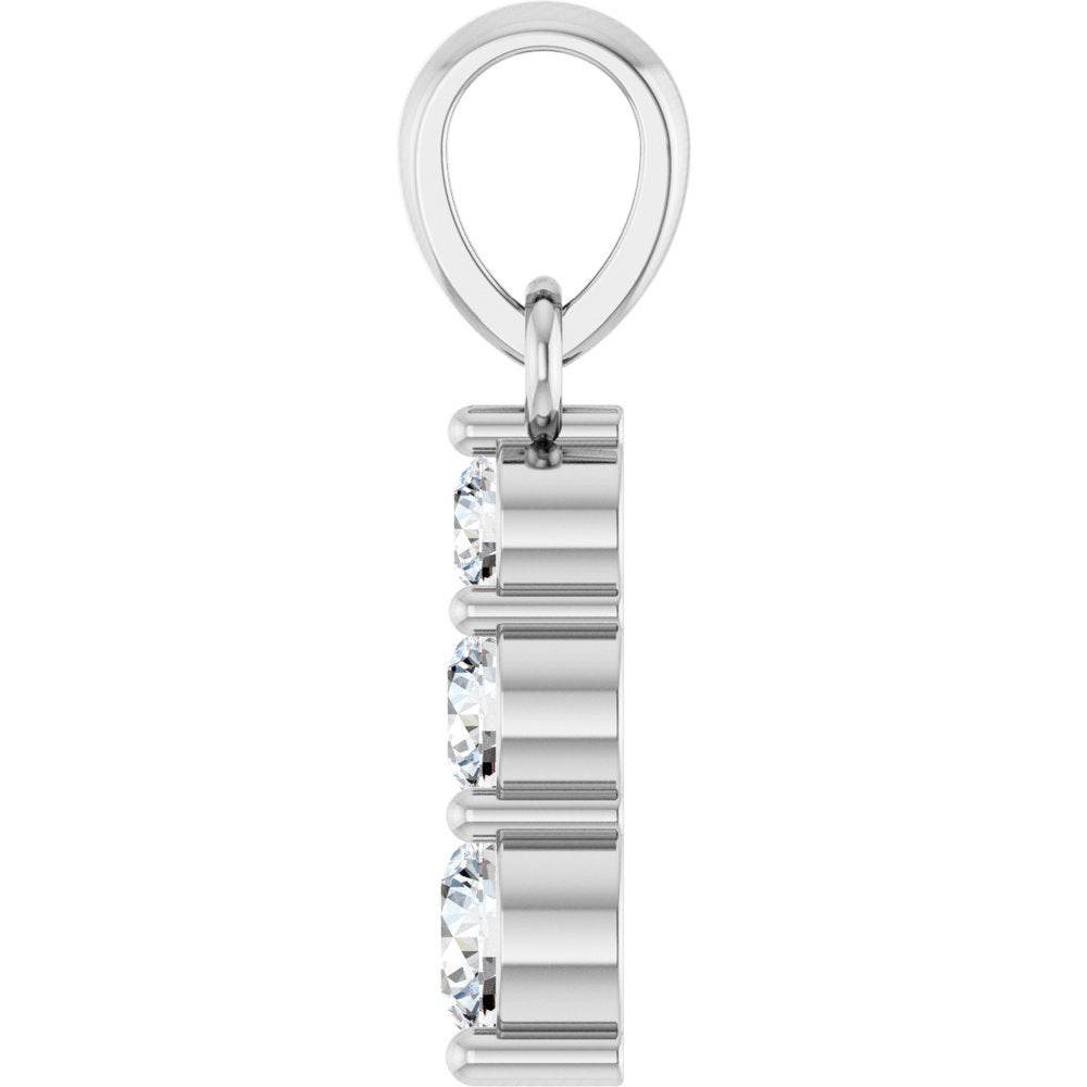 14K White Gold 1/6 CTW Natural Diamond Graduated Bar Pendant