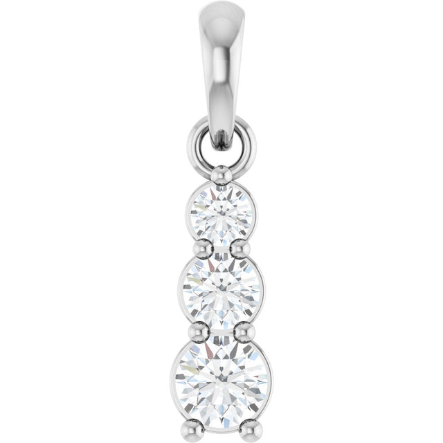 14K White Gold 1/6 CTW Lab-Grown Diamond Graduated Bar Pendant