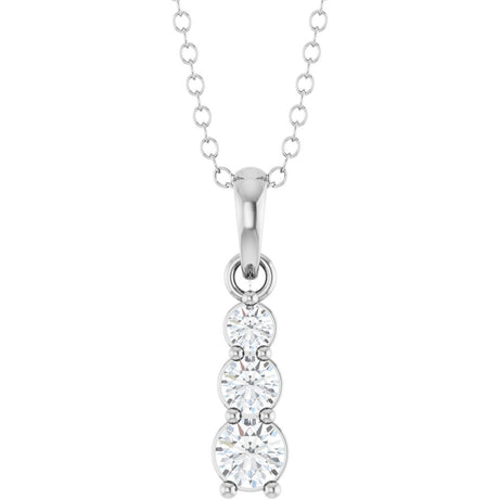 14K White Gold 1/6 CTW Natural Diamond Graduated Bar 18" Necklace