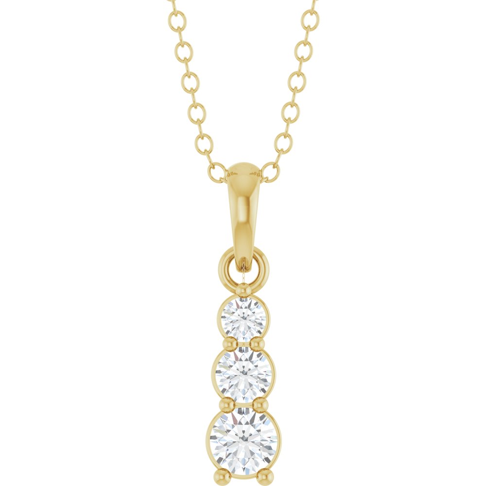 14K Yellow Gold 1/6 CTW Natural Diamond Graduated Bar 18" Necklace