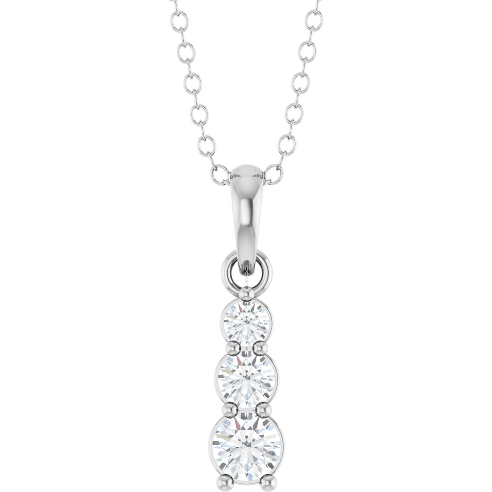 14K White Gold 1/6 CTW Lab-Grown Diamond Graduated Bar 18" Necklace