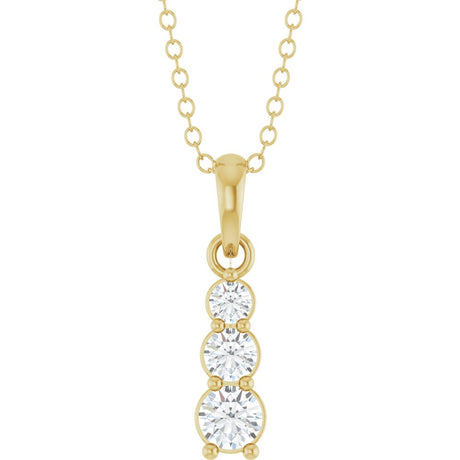 14K Yellow Gold 1/6 CTW Lab-Grown Diamond Graduated Bar 18" Necklace